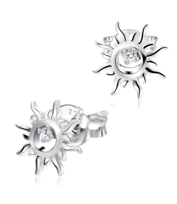 Sun Shaped with CZ Silver Ear Stud STS-4133